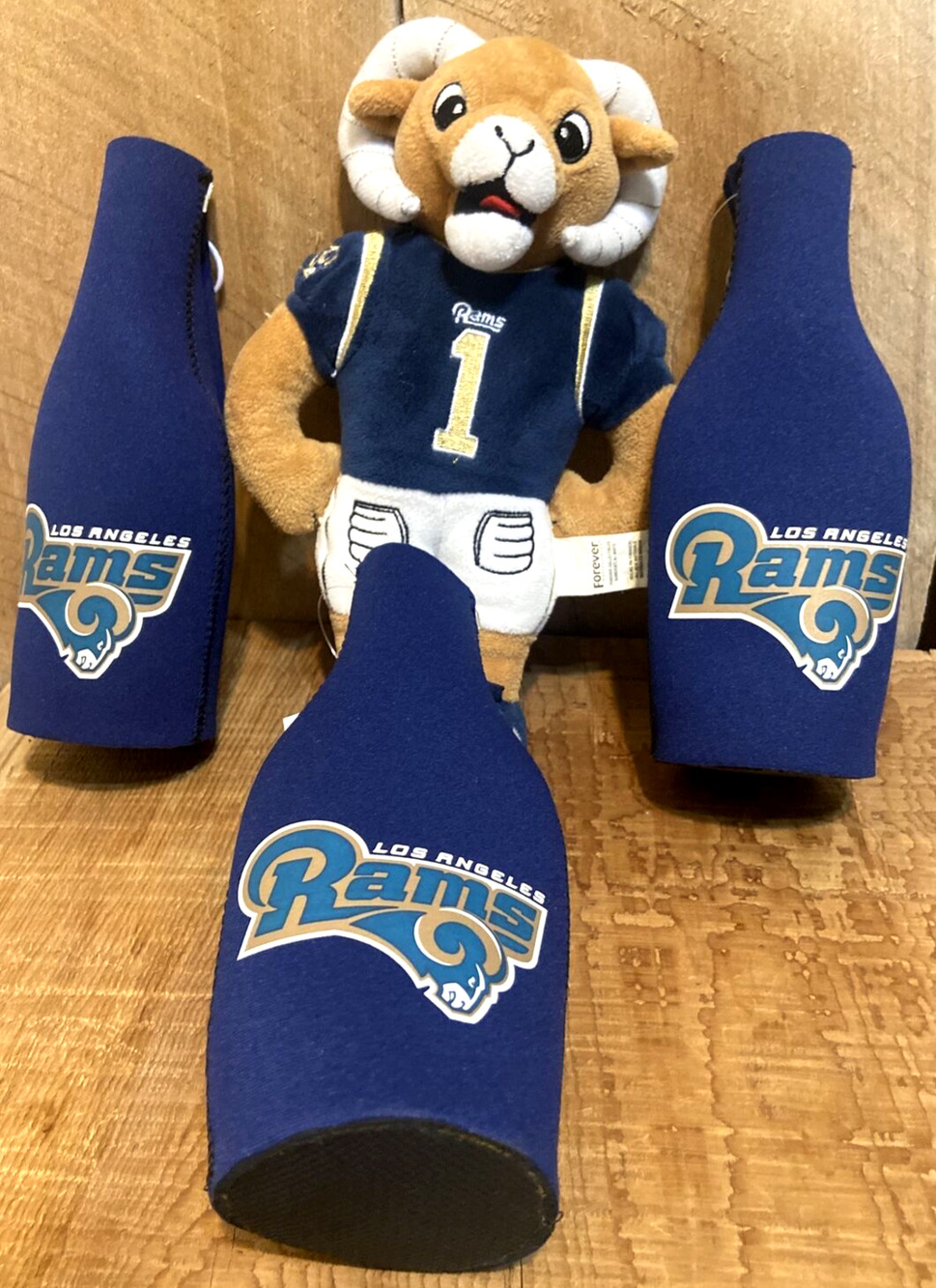 LA Rams Rampage NFL Zip Up Beer Bottle Suit Insulator Holder Koozie Coozie Lot 4